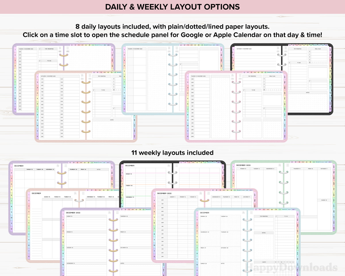 Digital Planner Bundle 2026, 2027 & Undated – REGULAR – Happydownloads
