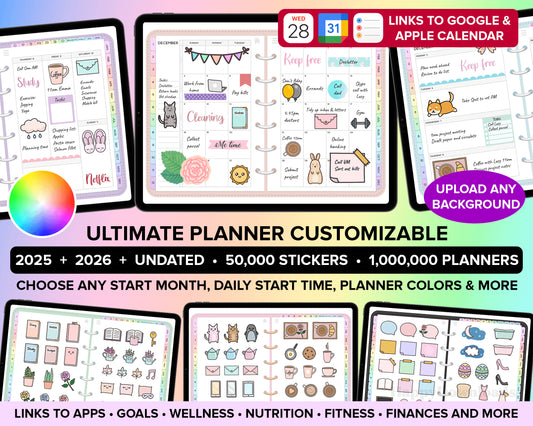 Digital Planner Bundle 2025, 2026 & Undated – REGULAR