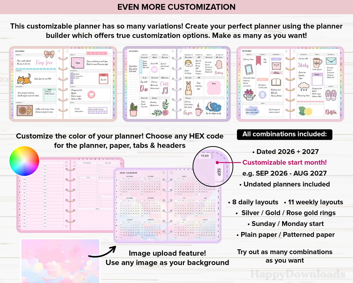 Digital Planner Bundle 2026, 2027 & Undated – REGULAR – Happydownloads