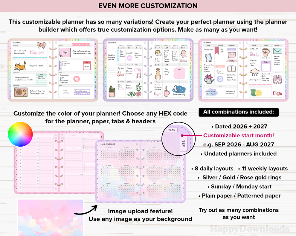 Digital Planner Bundle 2026, 2027 & Undated – REGULAR – Happydownloads